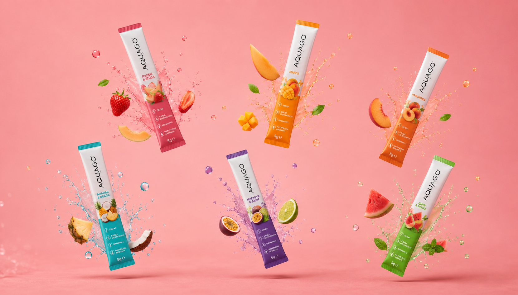 AQUAGO sachets with fresh fruit